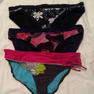 Athleta Floral and Solid Bikini Bottoms - Black, Pink, Blue